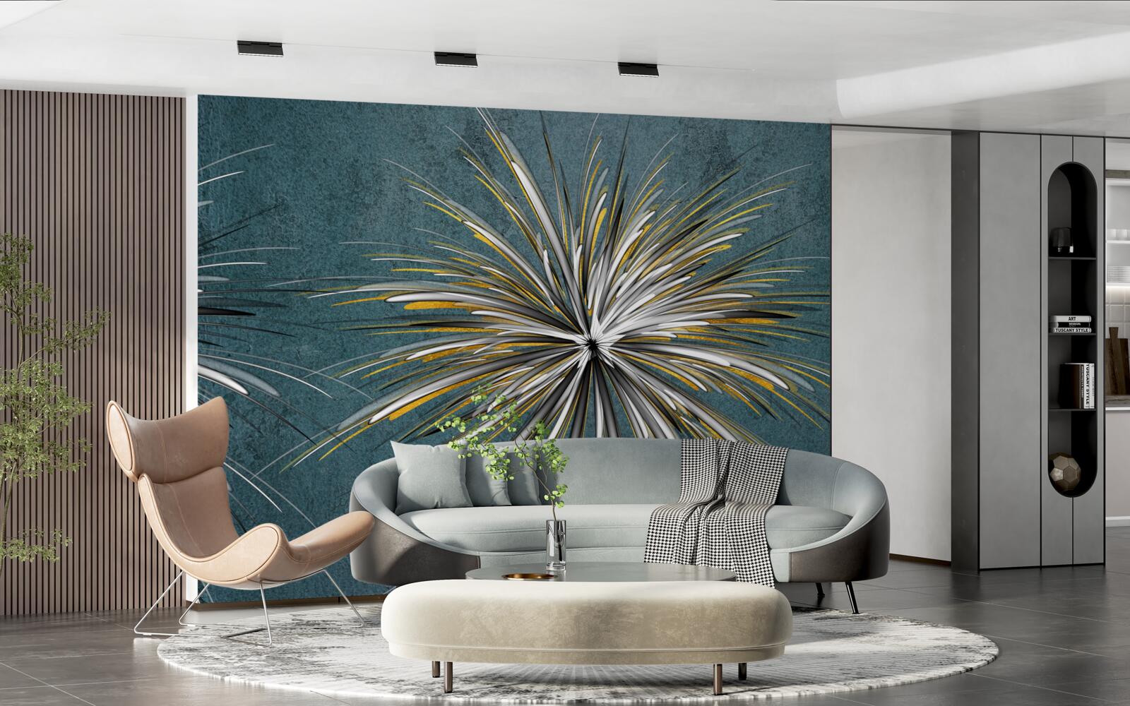 Fotobehang tak met pluizige blauwe achtergrond