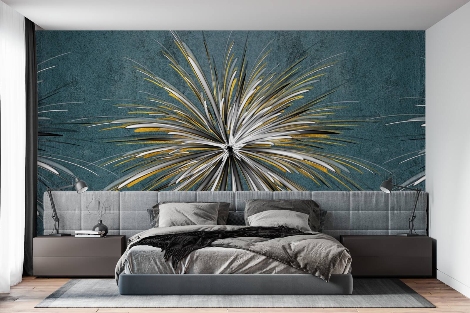 Fotobehang tak met pluizige blauwe achtergrond