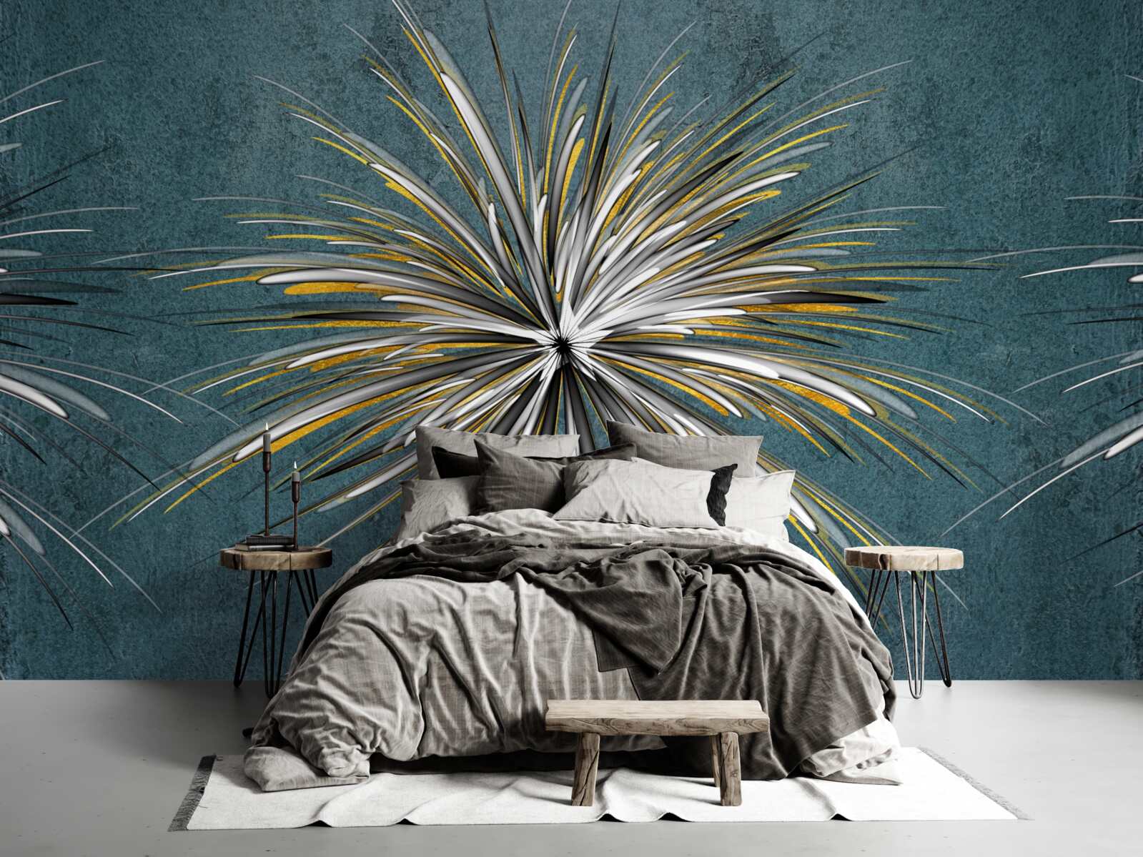 Fotobehang tak met pluizige blauwe achtergrond