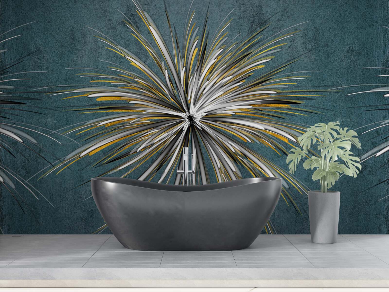 Fotobehang tak met pluizige blauwe achtergrond