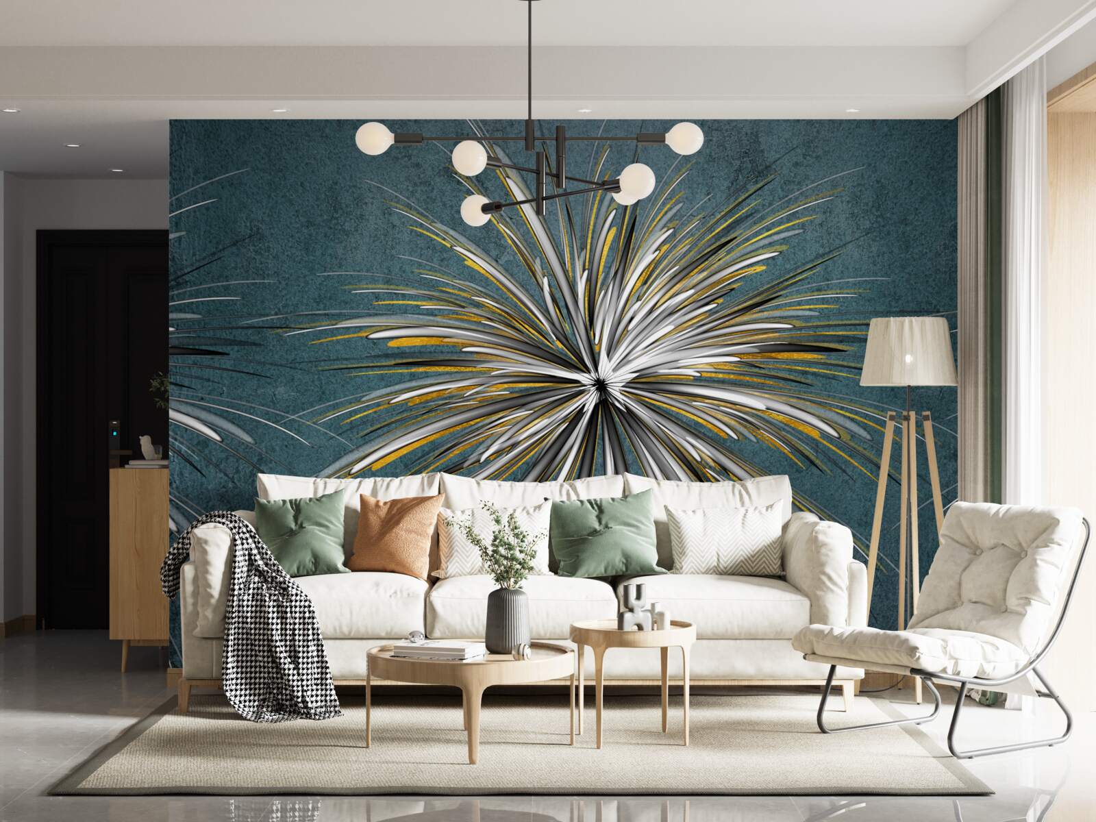 Fotobehang tak met pluizige blauwe achtergrond