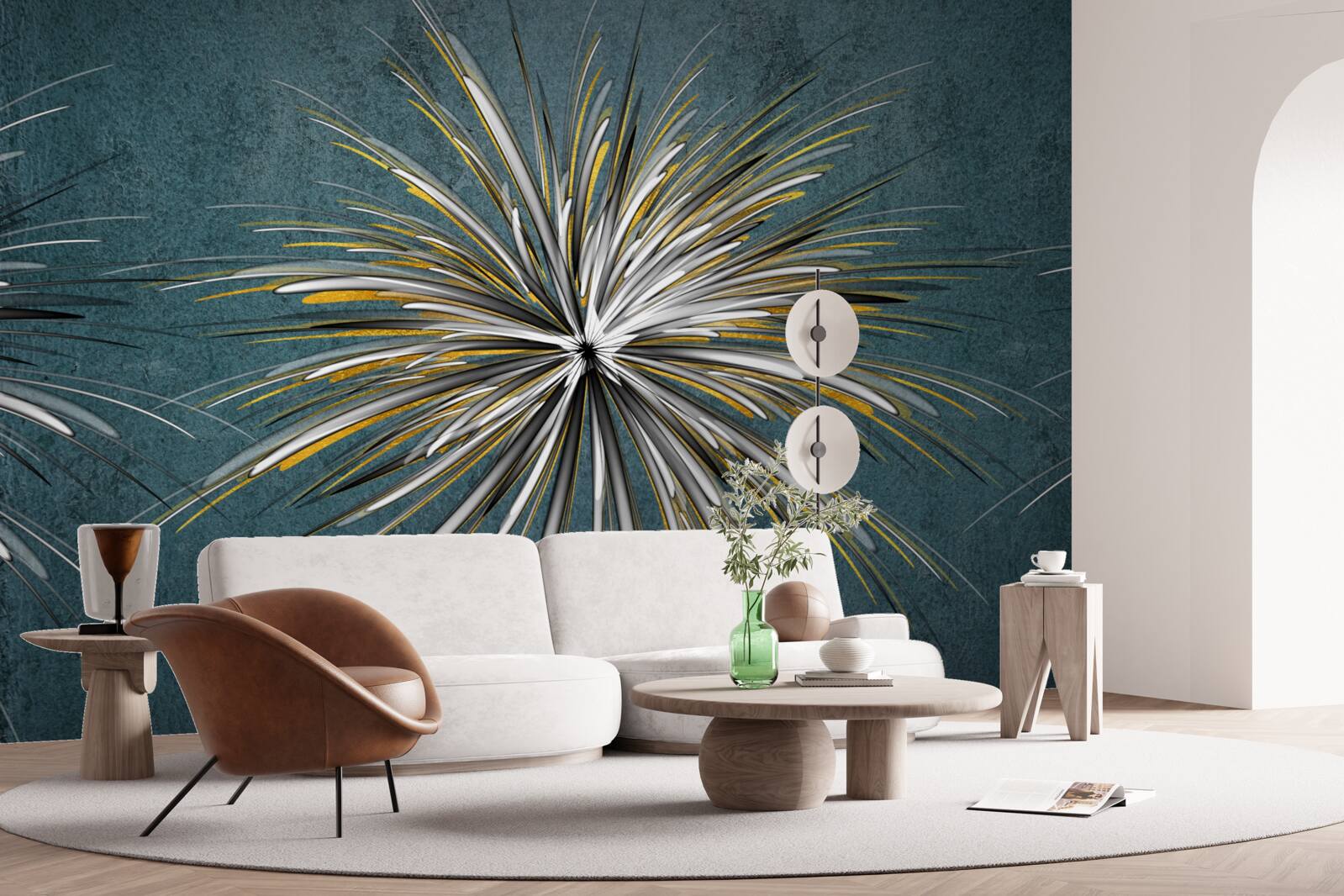 Fotobehang tak met pluizige blauwe achtergrond