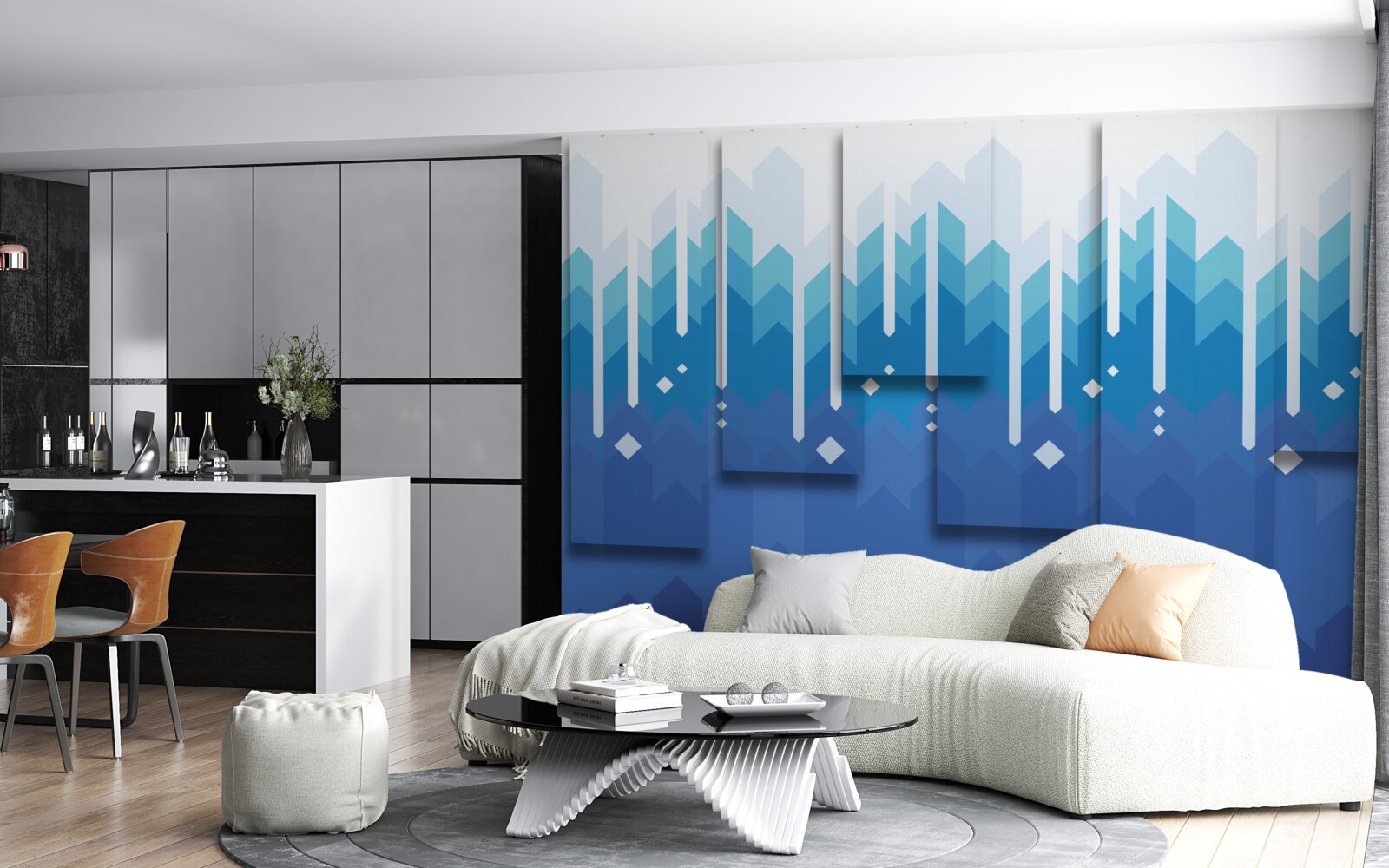 Fotobehang trapsgewijze bergen steken af in koude majesteit