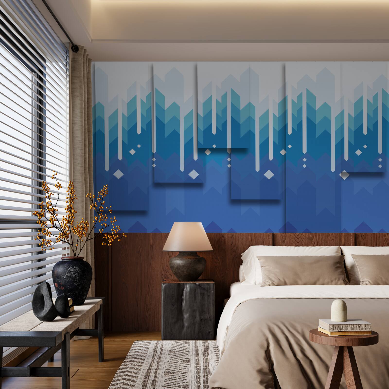 Fotobehang trapsgewijze bergen steken af in koude majesteit