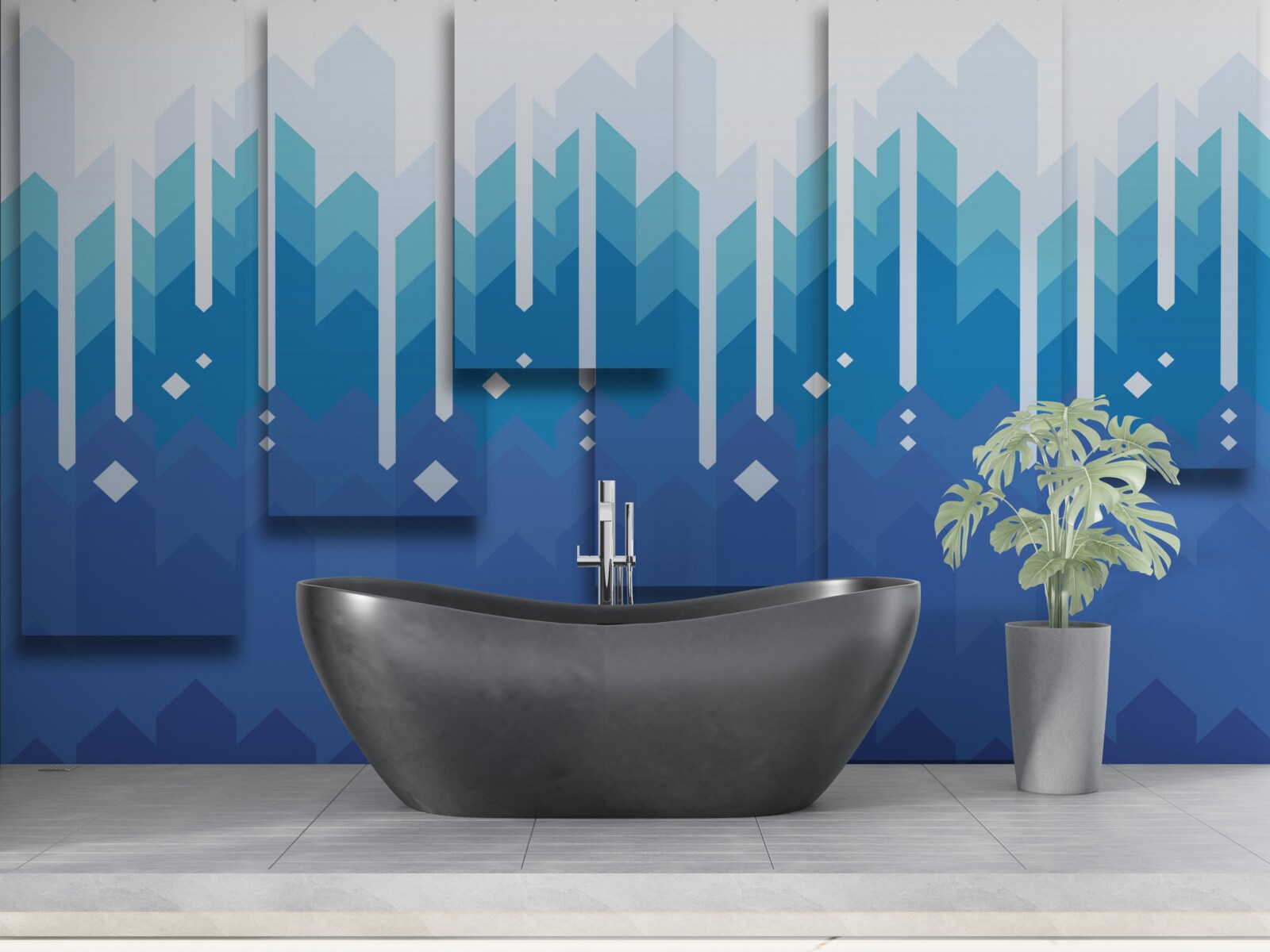 Fotobehang trapsgewijze bergen steken af in koude majesteit