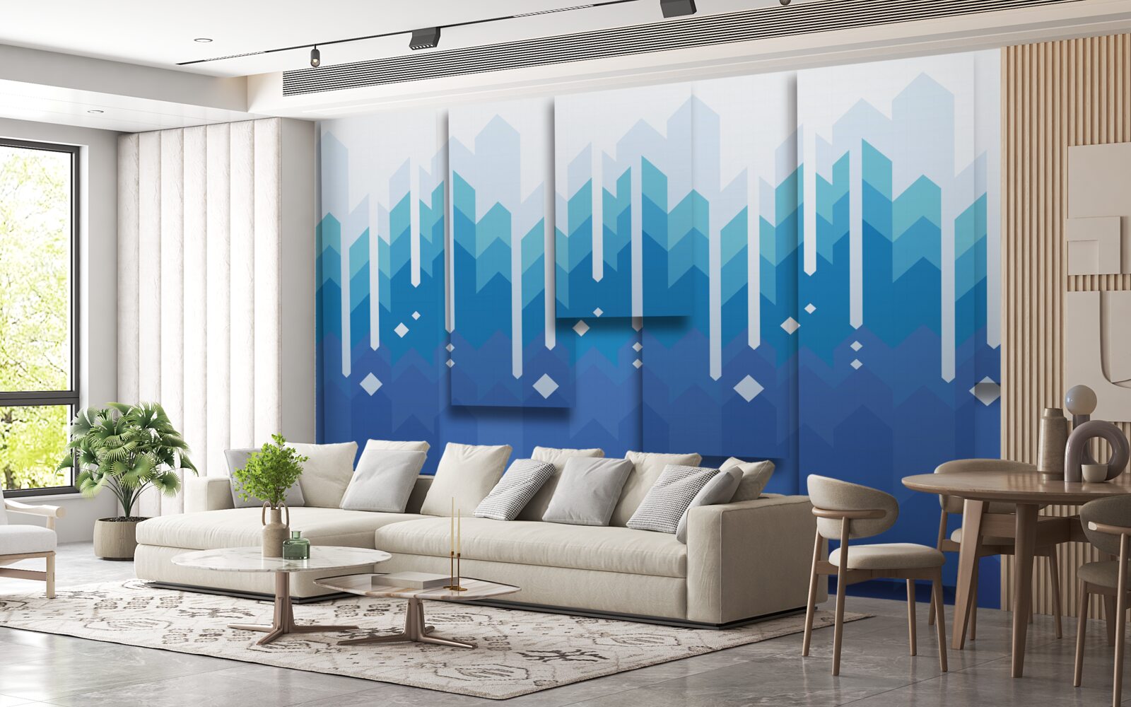 Fotobehang trapsgewijze bergen steken af in koude majesteit