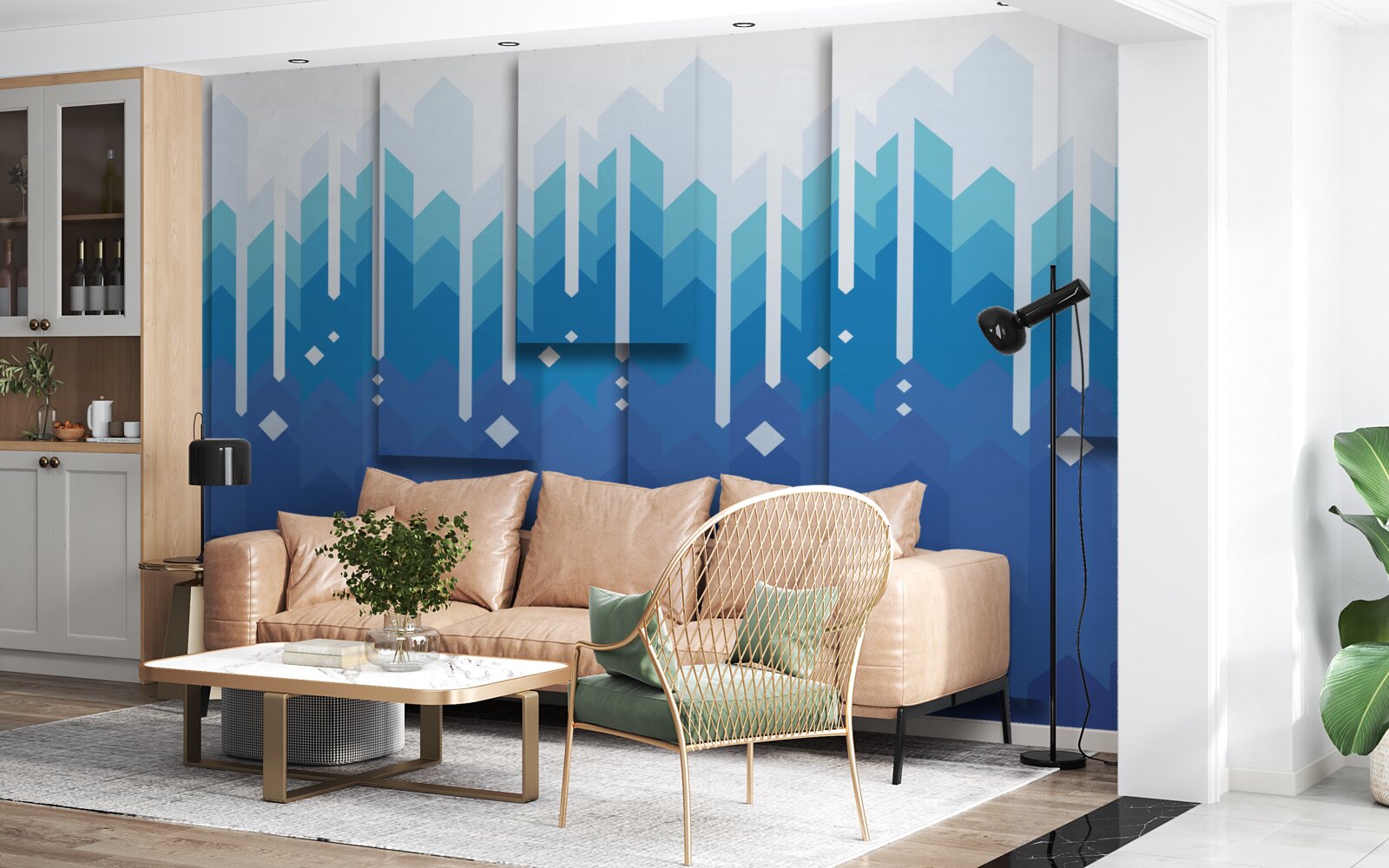 Fotobehang trapsgewijze bergen steken af in koude majesteit