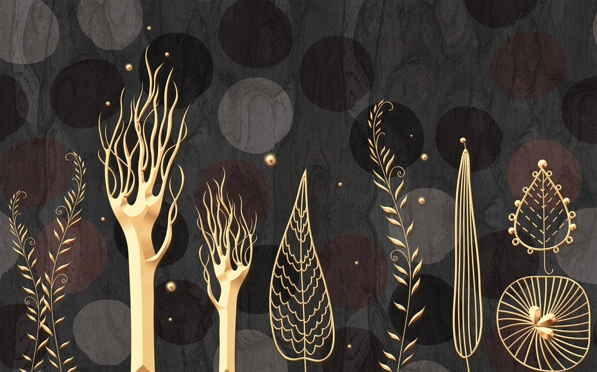 Fotobehang s nachts tussen de loofbomen