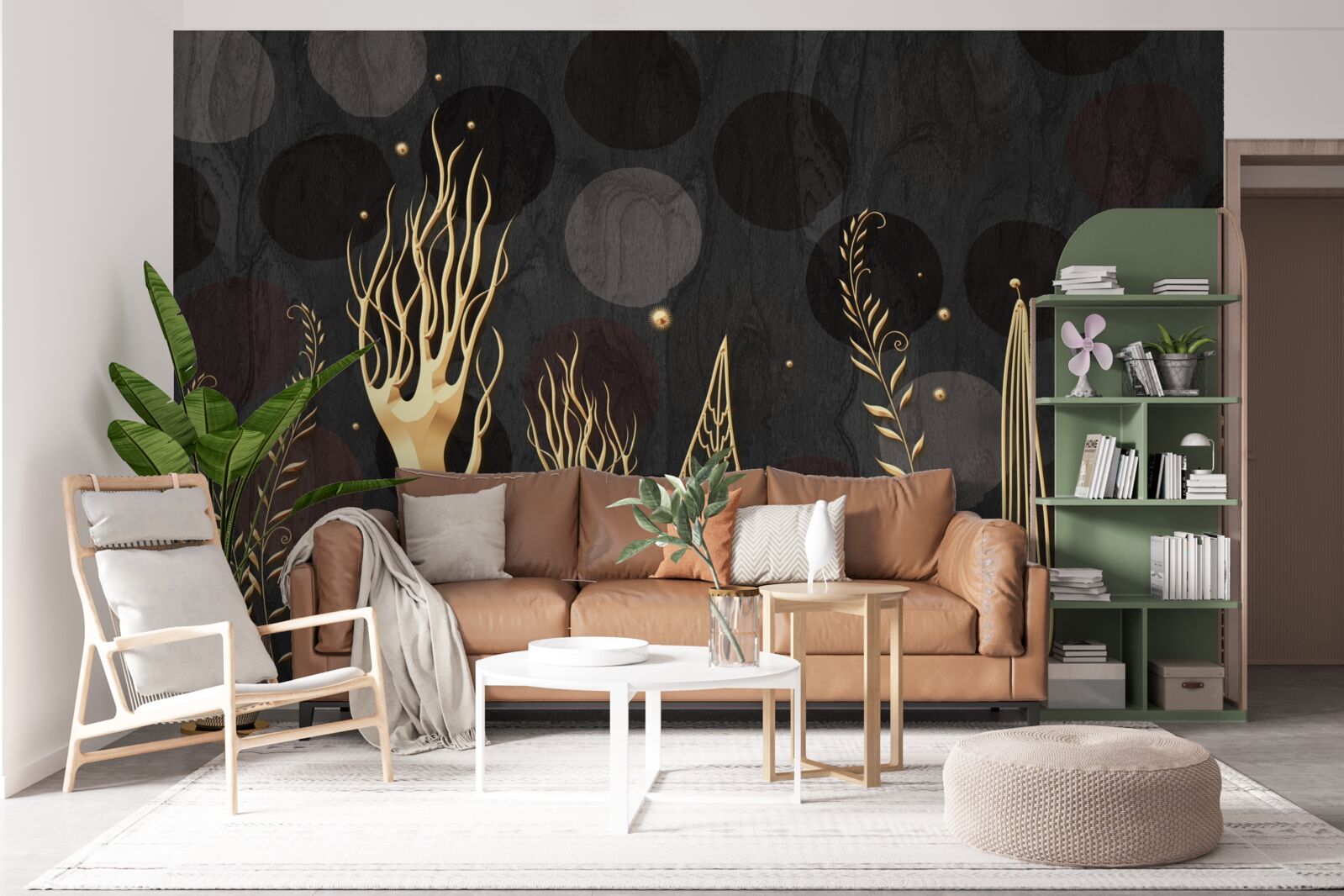 Fotobehang s nachts tussen de loofbomen