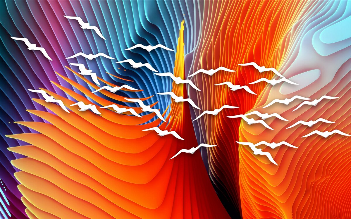 Fotobehang summiere vogels tussen de duinen