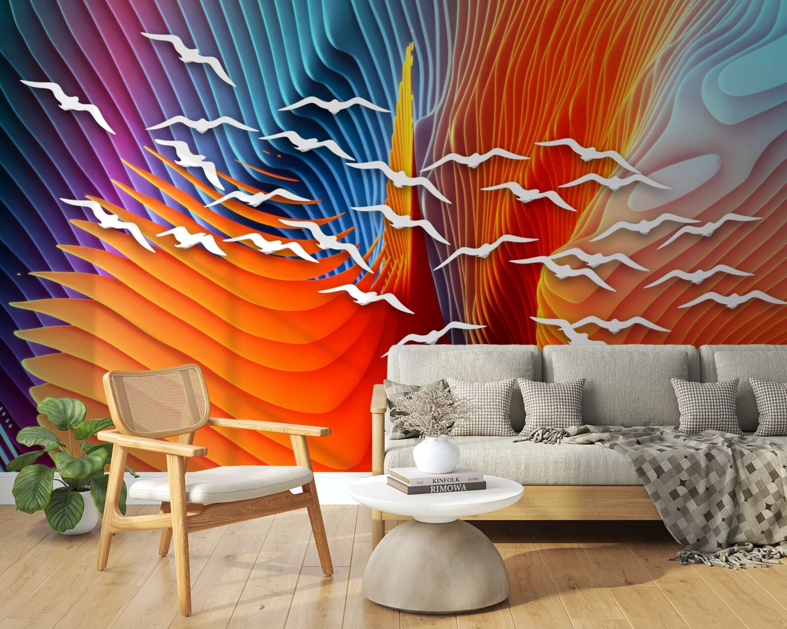 Fotobehang summiere vogels tussen de duinen