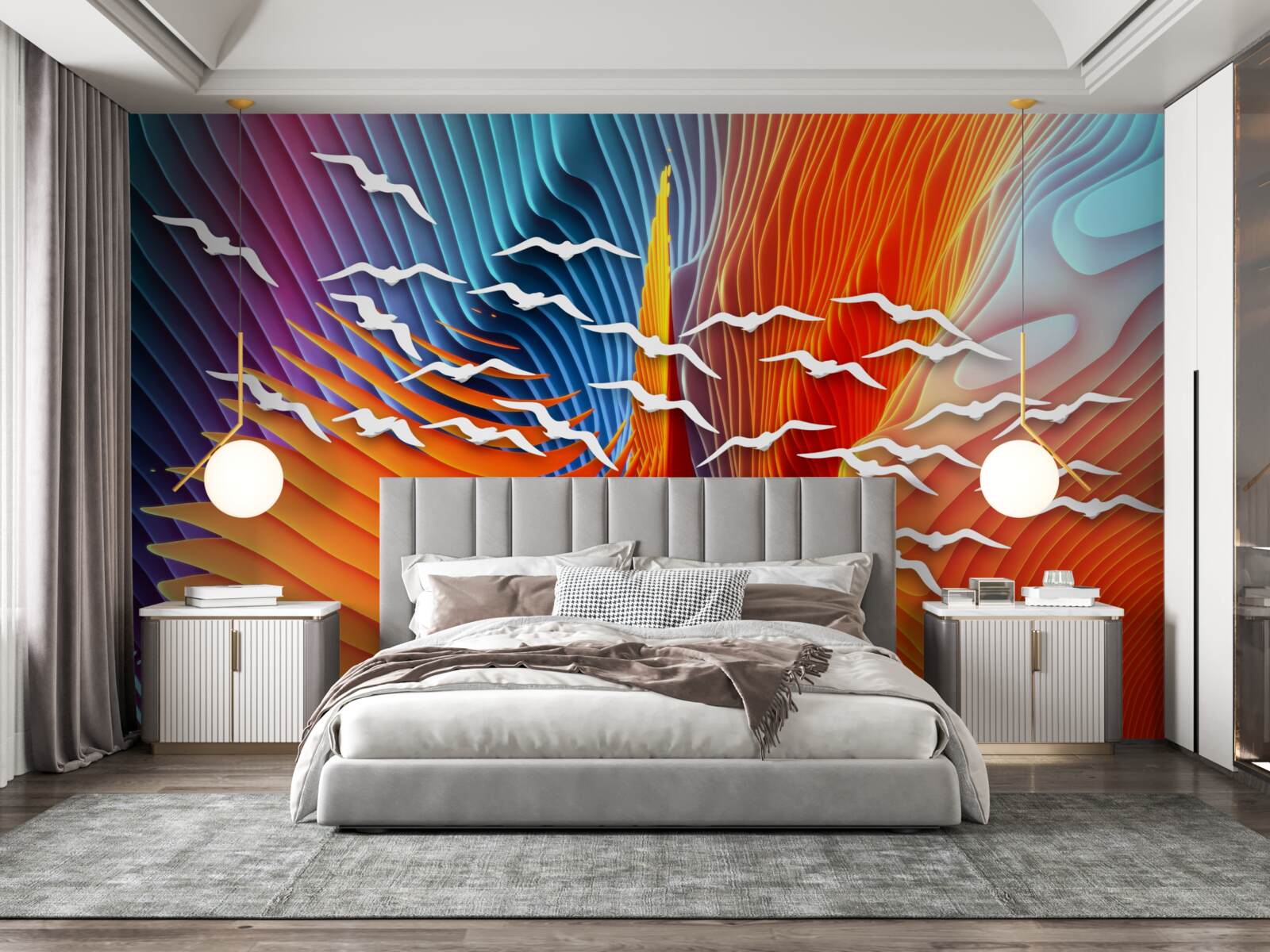 Fotobehang summiere vogels tussen de duinen