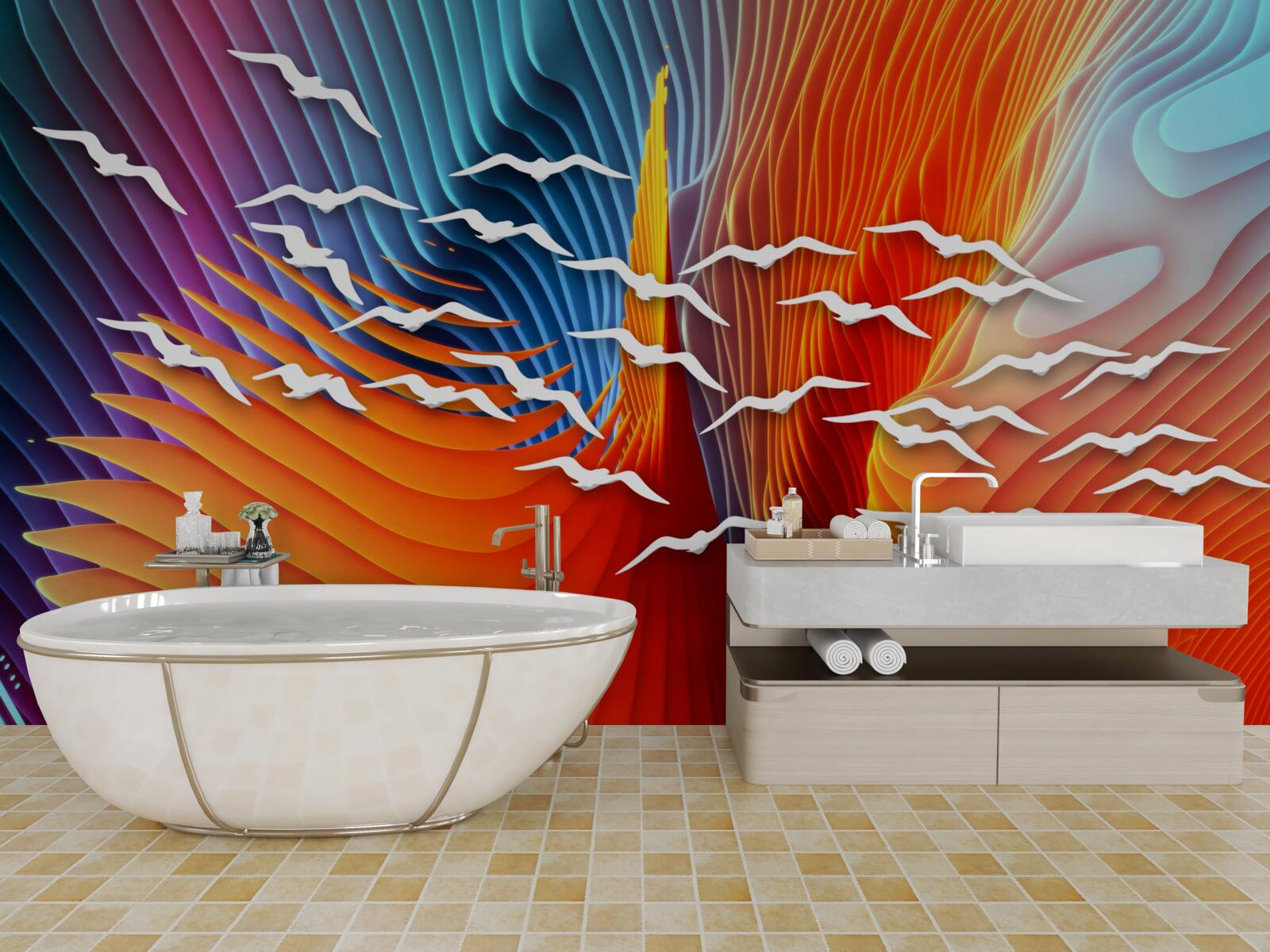 Fotobehang summiere vogels tussen de duinen