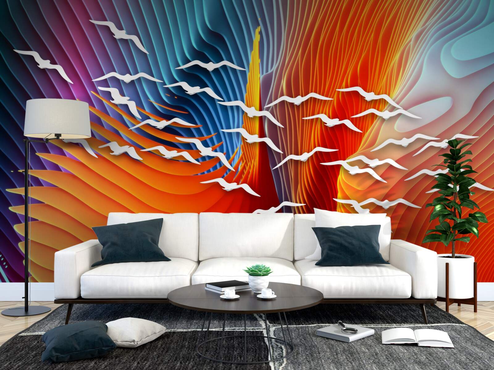 Fotobehang summiere vogels tussen de duinen