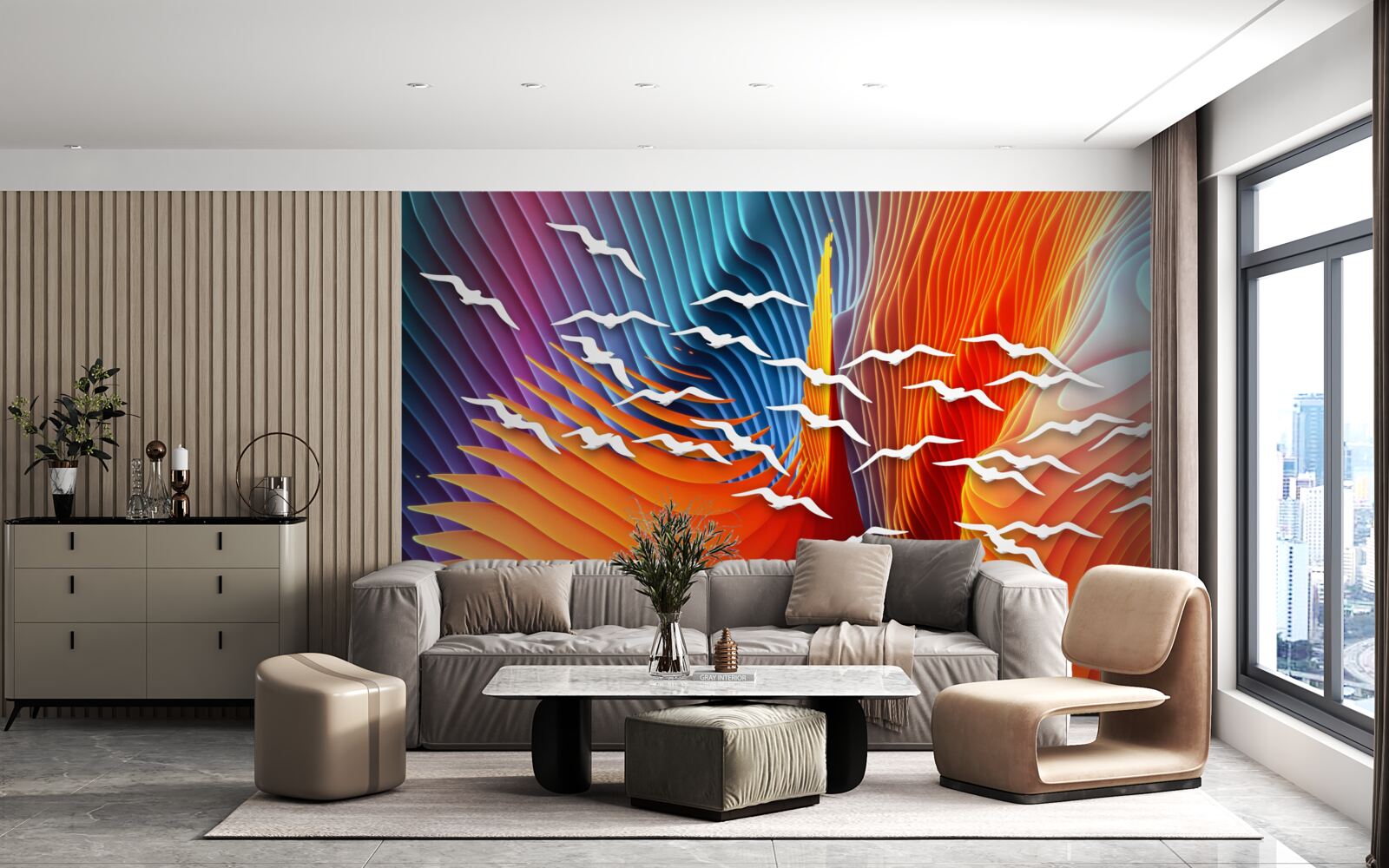 Fotobehang summiere vogels tussen de duinen