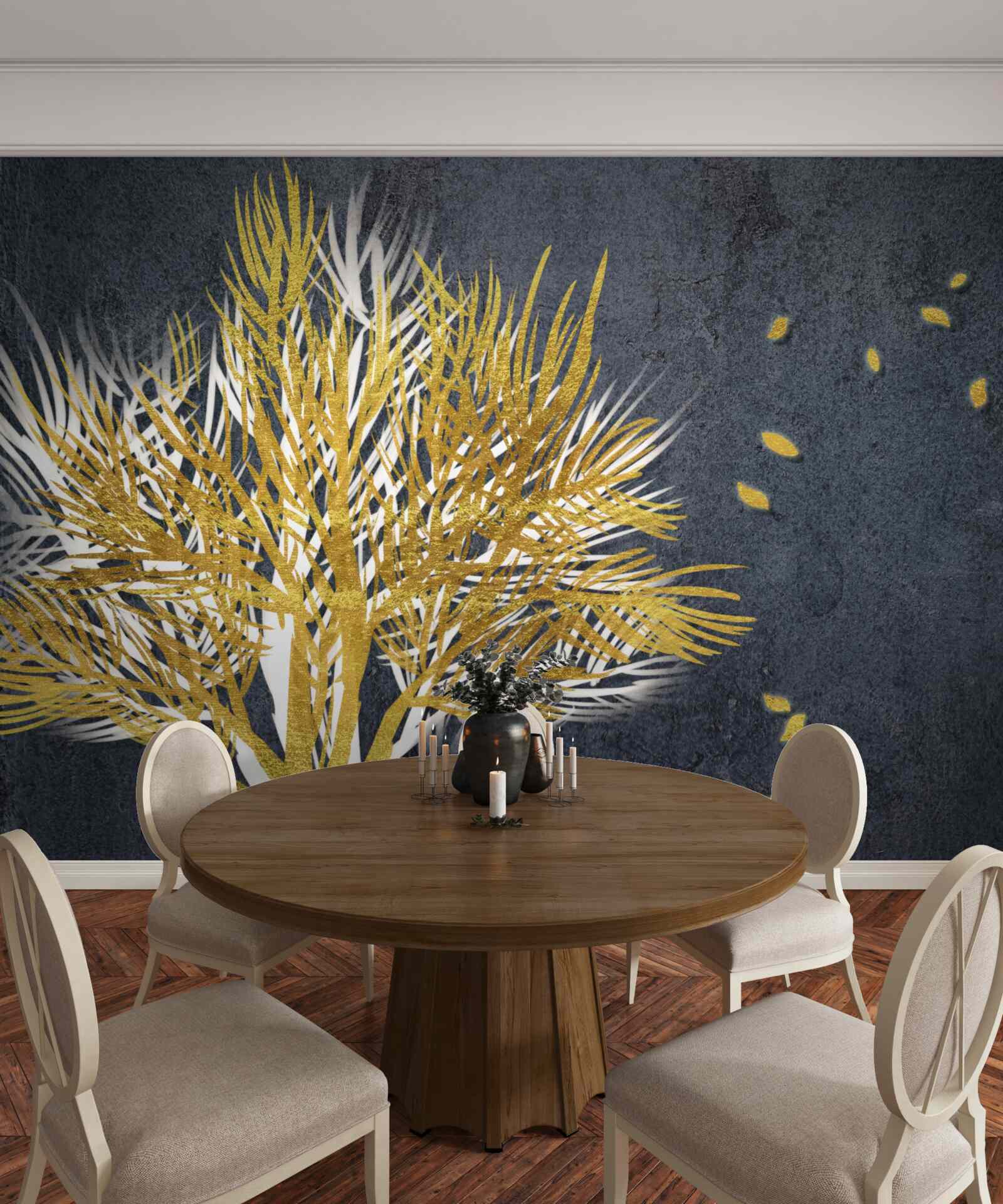 Fotobehang vogels vliegen de lucht in vanuit het bevroren bos