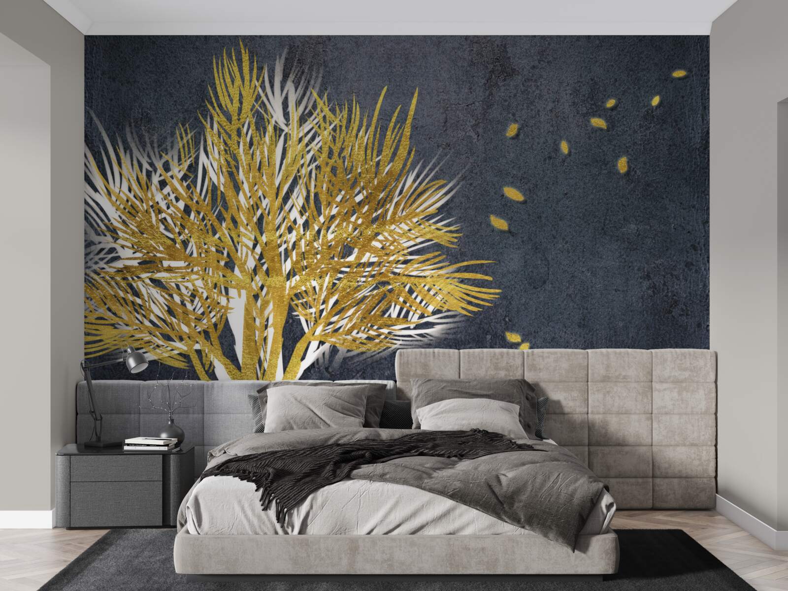 Fotobehang vogels vliegen de lucht in vanuit het bevroren bos