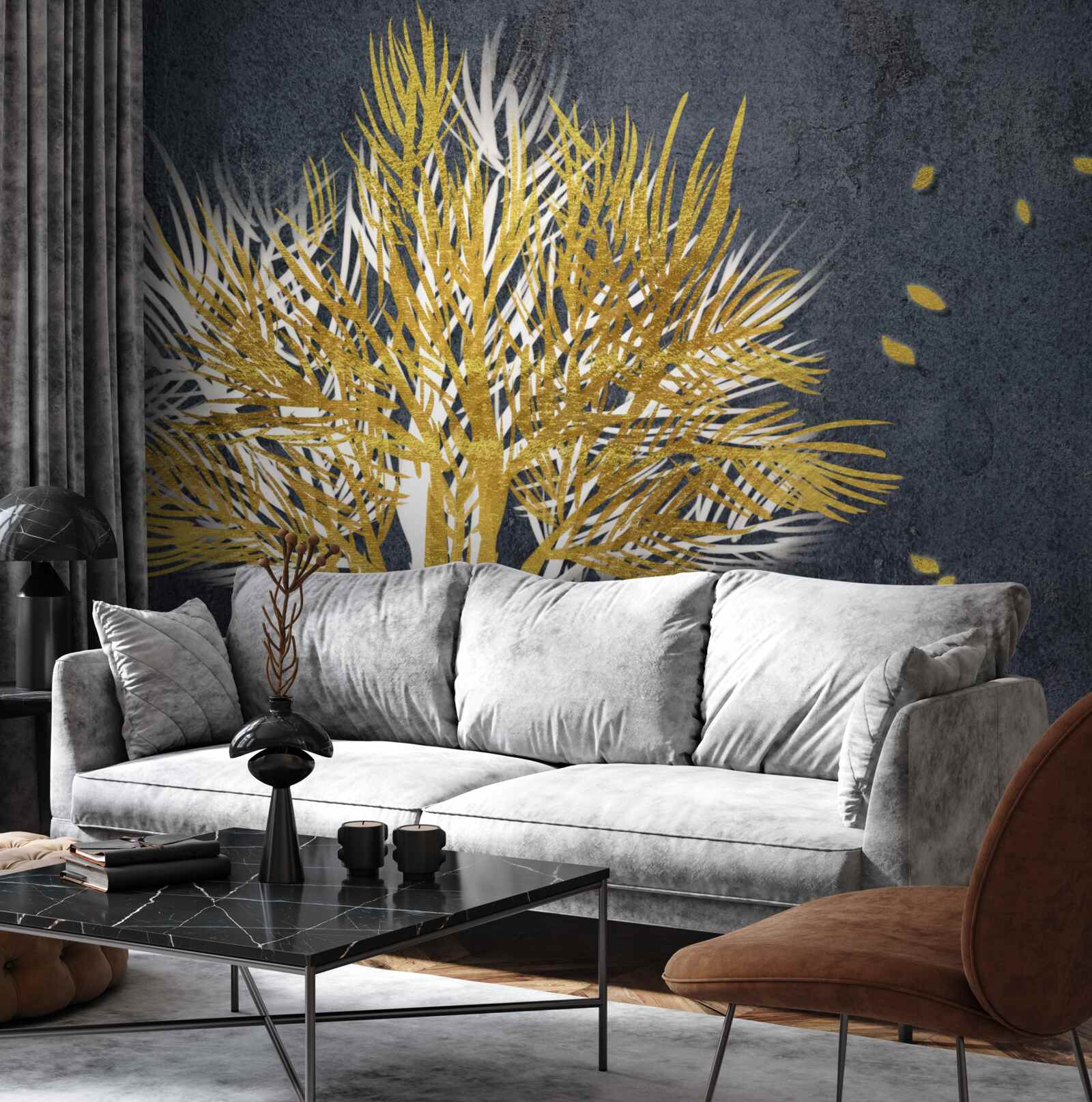 Fotobehang vogels vliegen de lucht in vanuit het bevroren bos