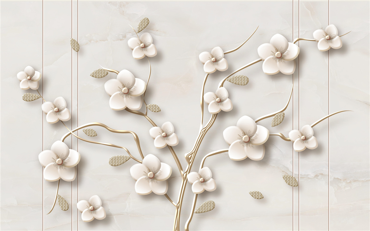 Fotobehang witbloeiende boom