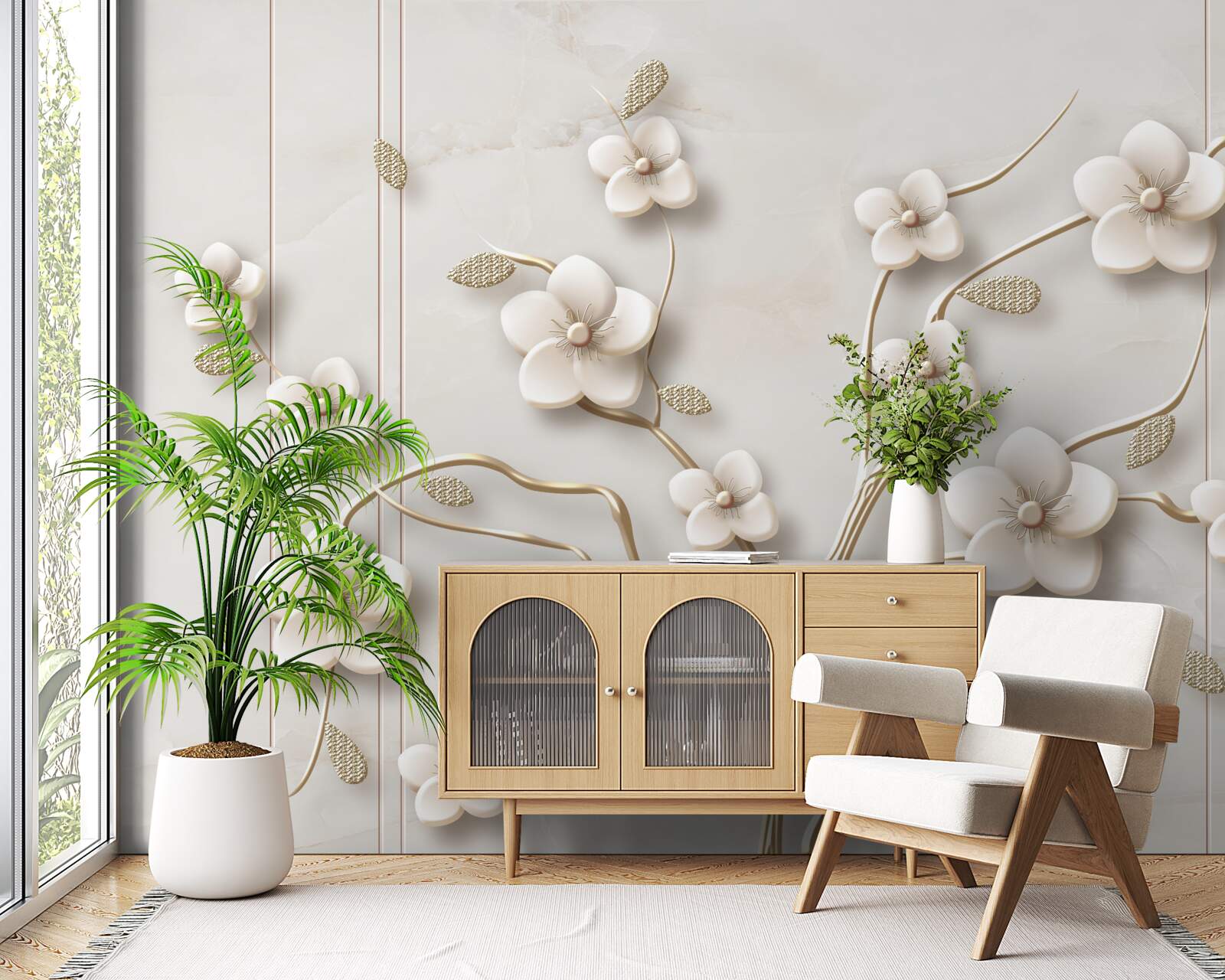 Fotobehang witbloeiende boom