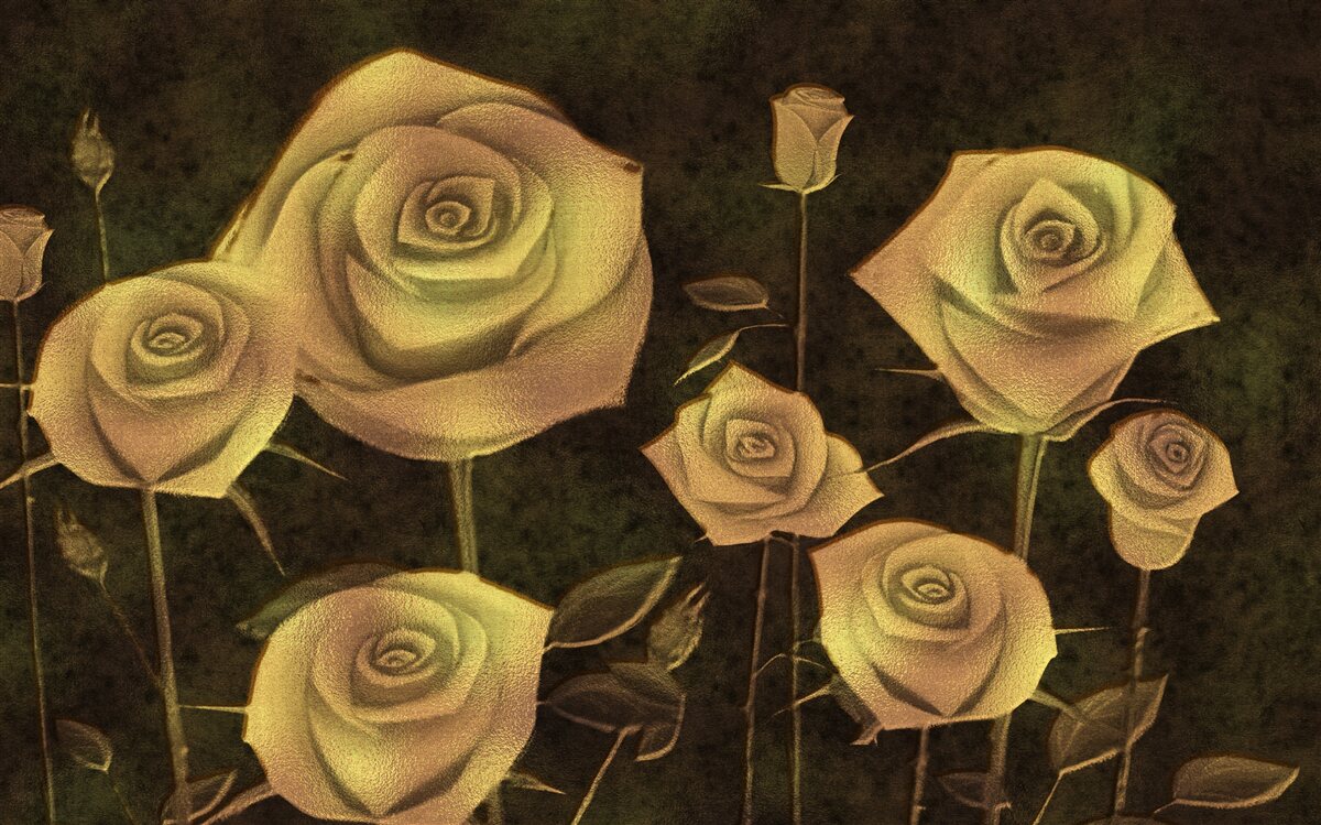 Fotobehang op een bruine achtergrond staat een witte rozenknop