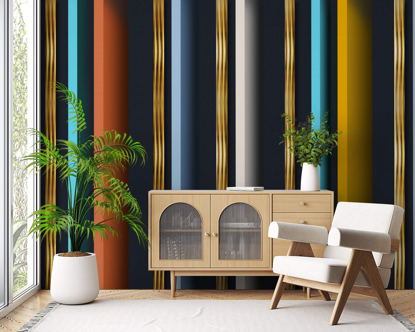 Fotobehang verticale lijnen in verschillende kleuren