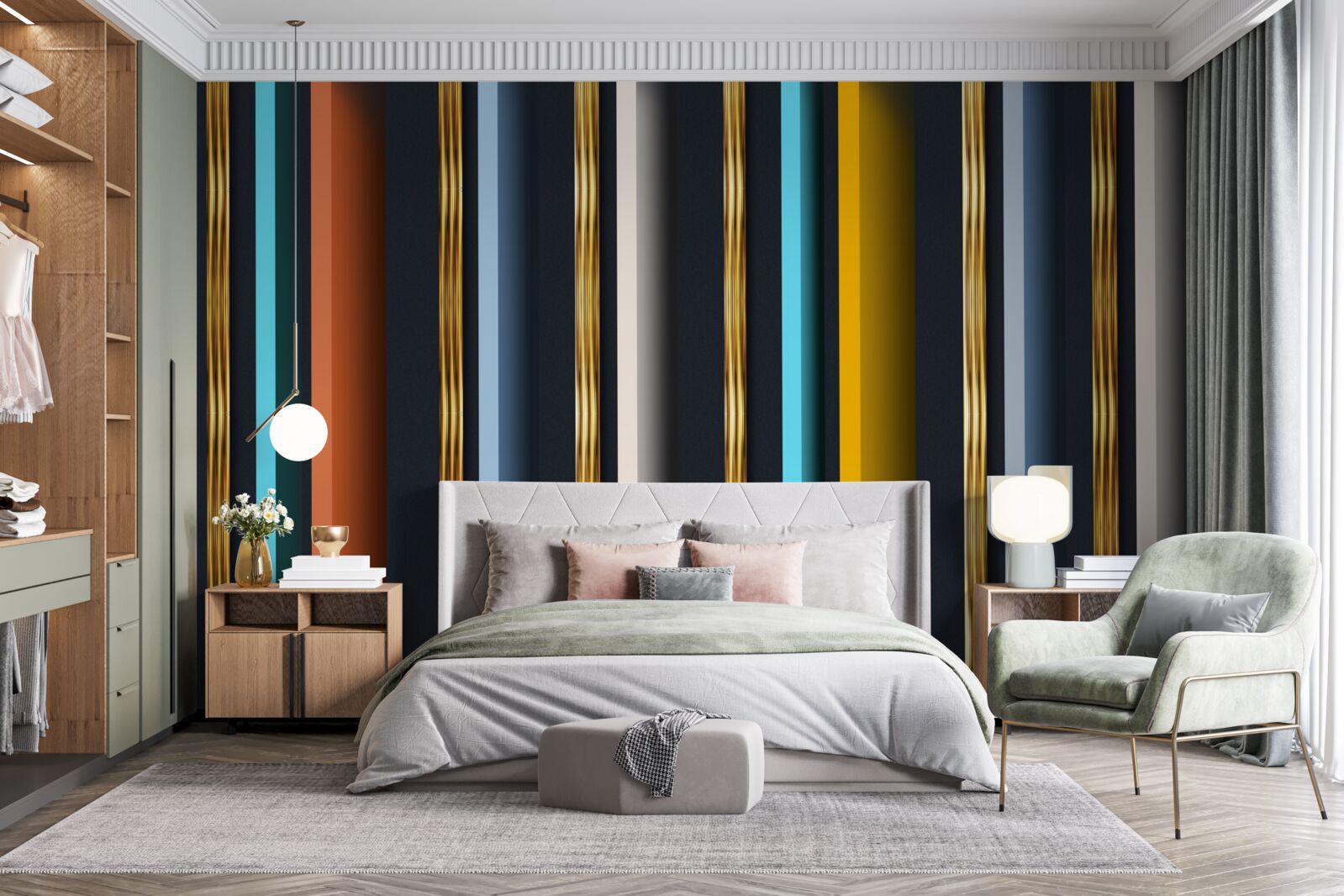 Fotobehang verticale lijnen in verschillende kleuren