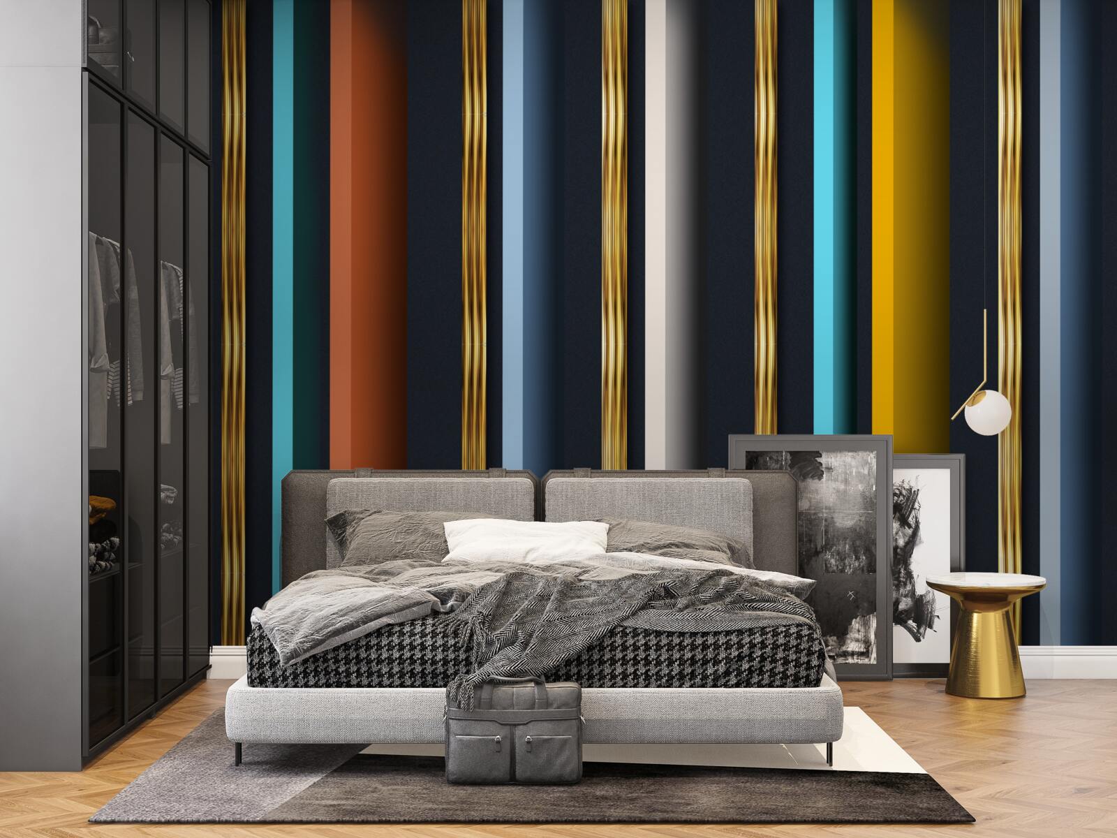 Fotobehang verticale lijnen in verschillende kleuren