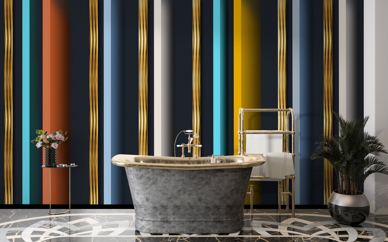 Fotobehang verticale lijnen in verschillende kleuren