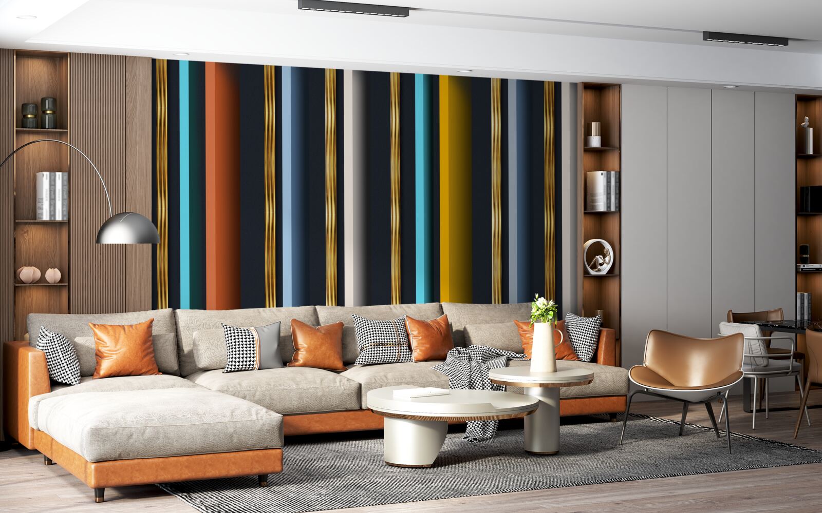 Fotobehang verticale lijnen in verschillende kleuren