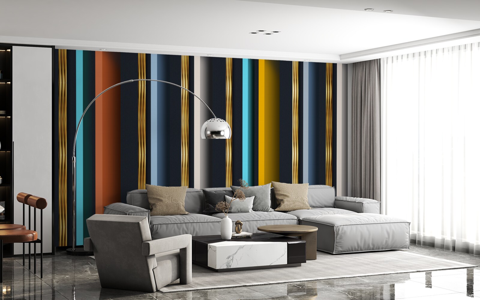 Fotobehang verticale lijnen in verschillende kleuren