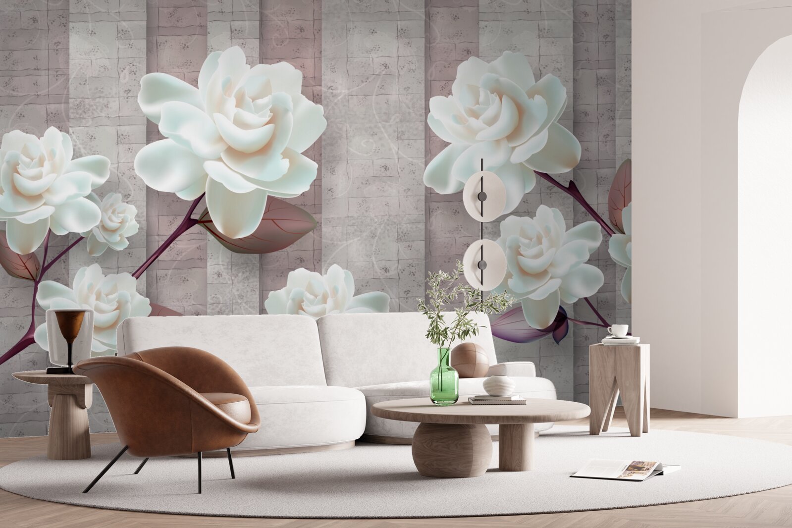 Fotobehang bloemen witter dan sneeuw op de takken