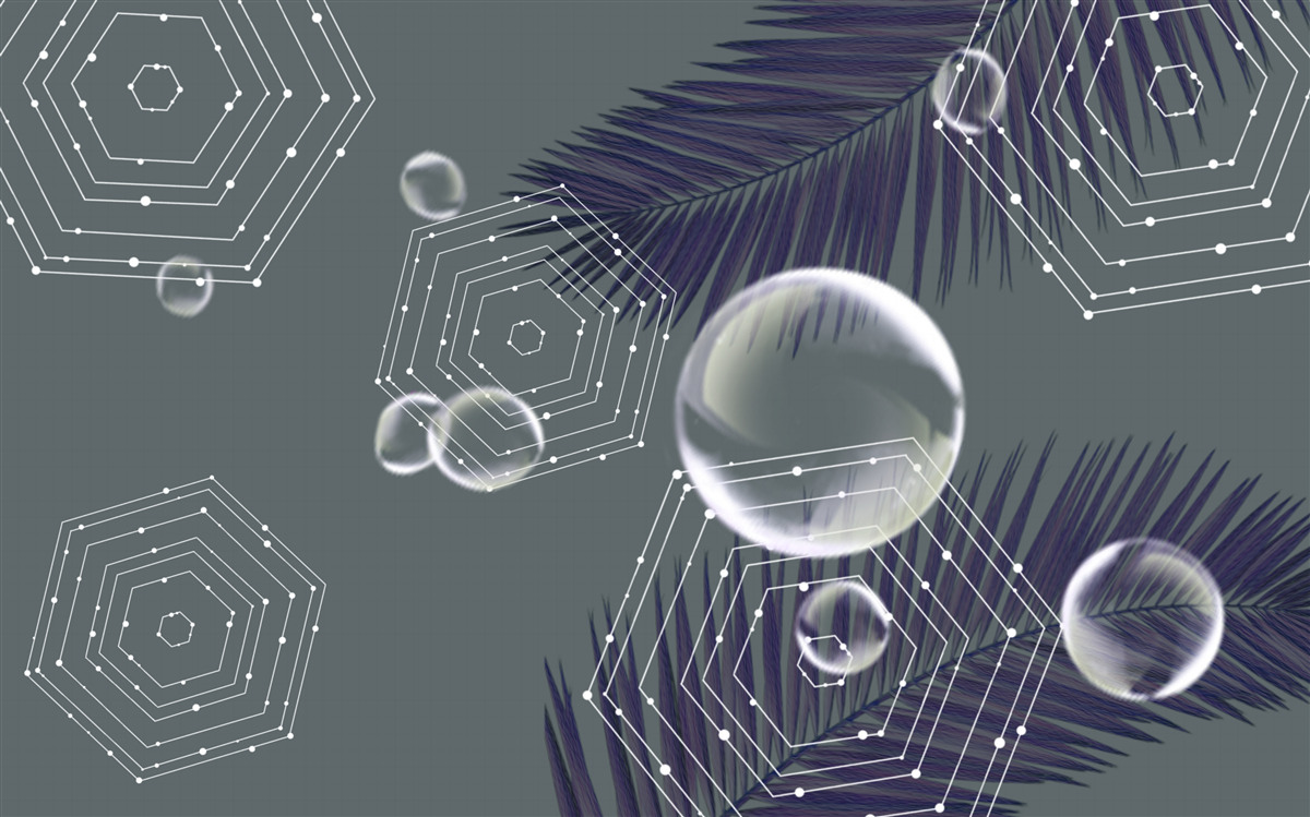 Fotobehang geometrie en bladvormen