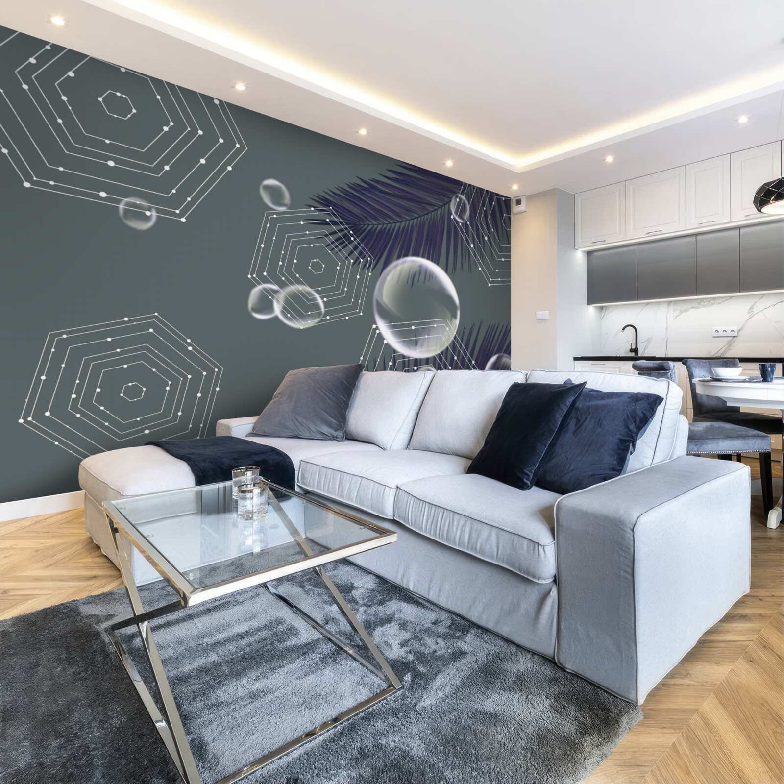 Fotobehang geometrie en bladvormen