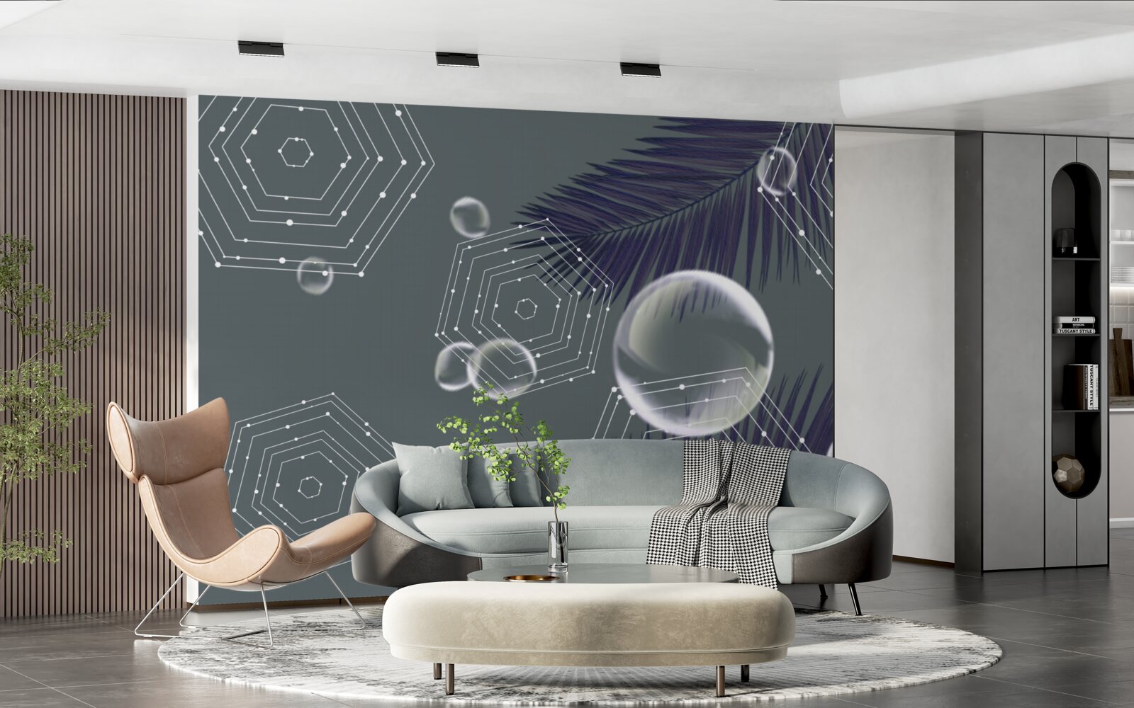 Fotobehang geometrie en bladvormen