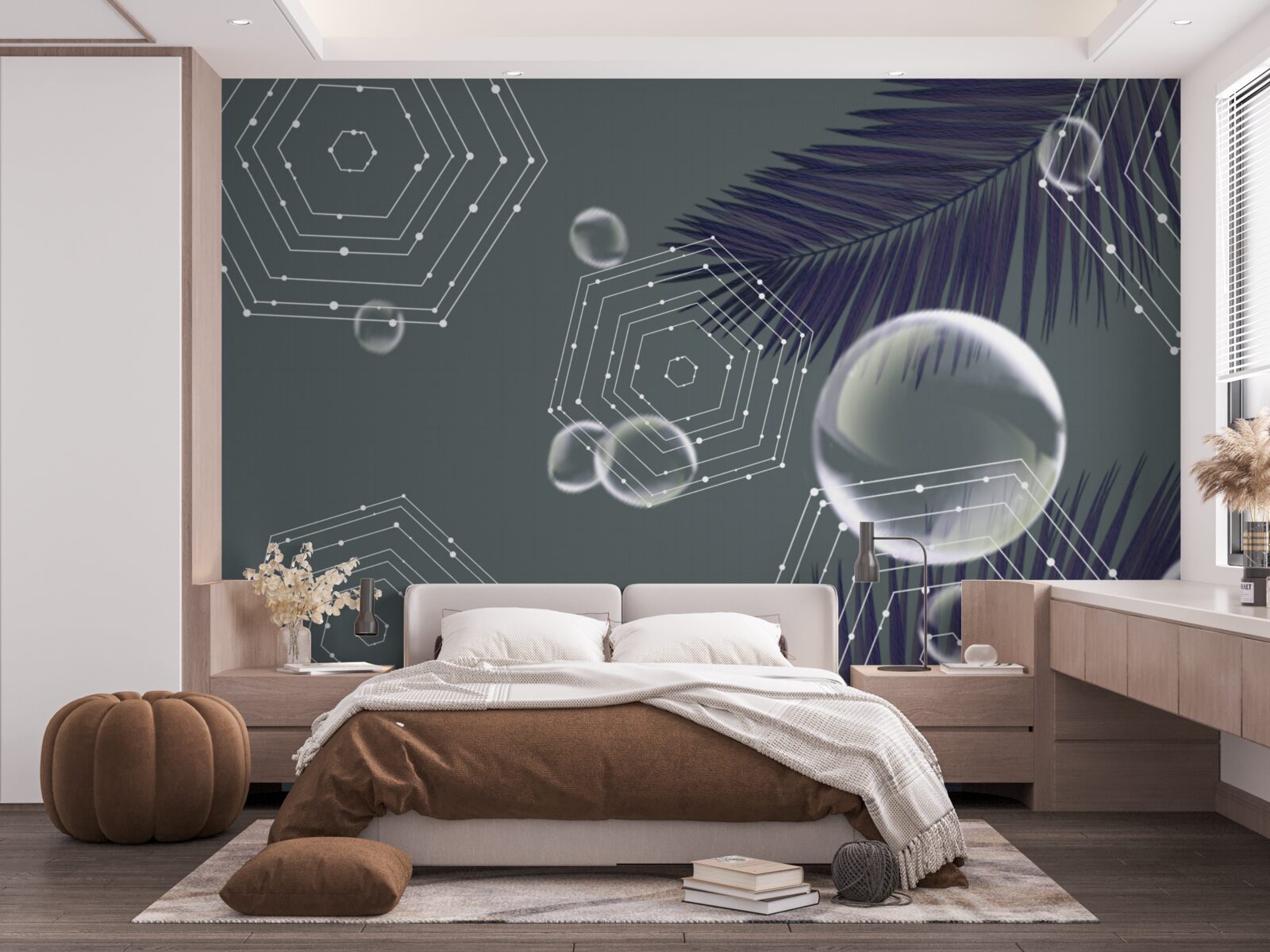 Fotobehang geometrie en bladvormen