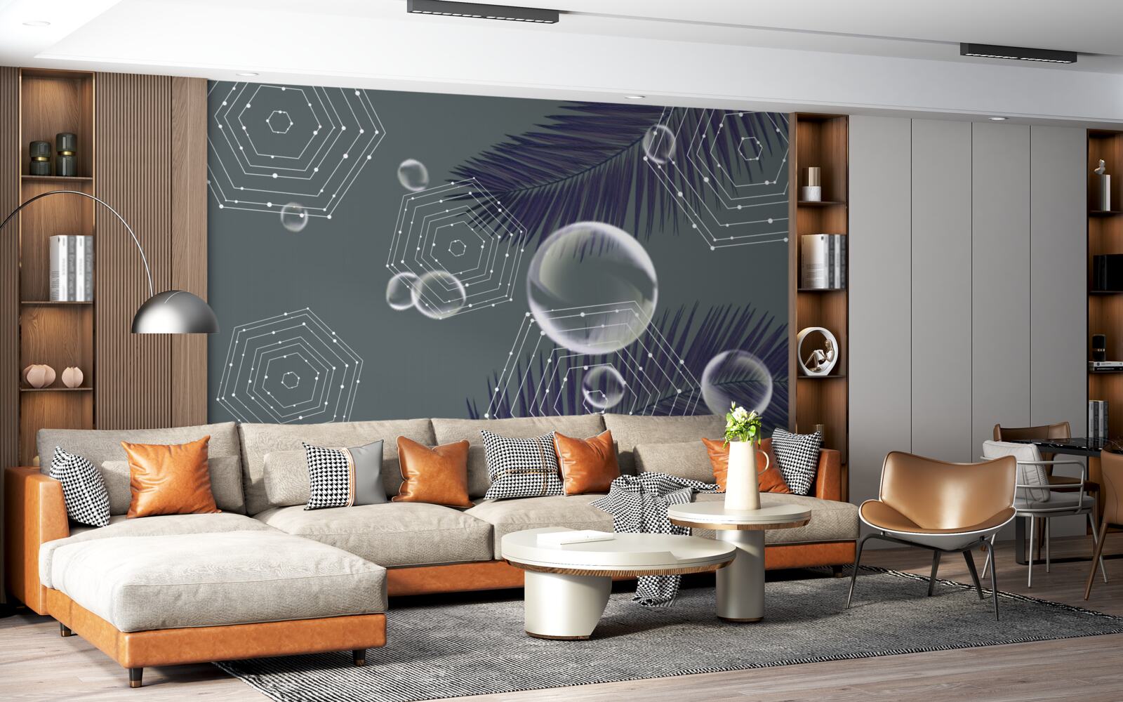 Fotobehang geometrie en bladvormen