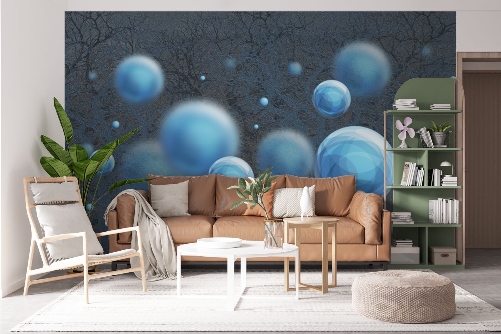 Fotobehang water stijgt op als blauwe druppels