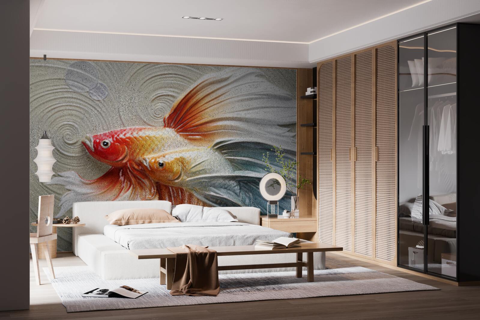 Fotobehang twee kleurrijke vissen met vinnen