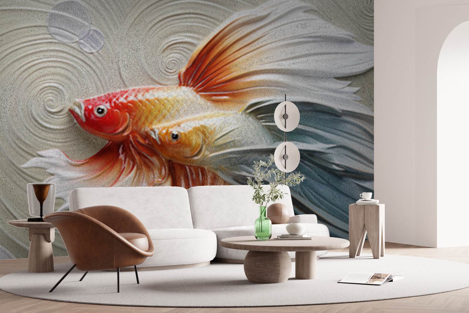 Fotobehang twee kleurrijke vissen met vinnen