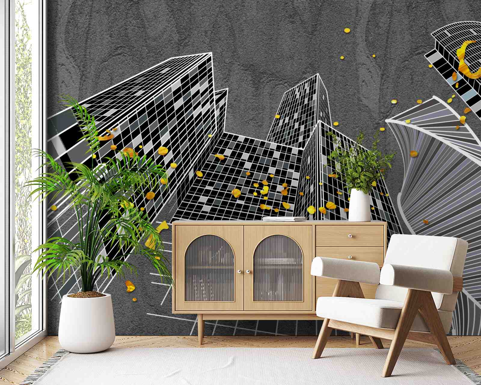 Fotobehang stedelijke architectuur in geometrische stijl