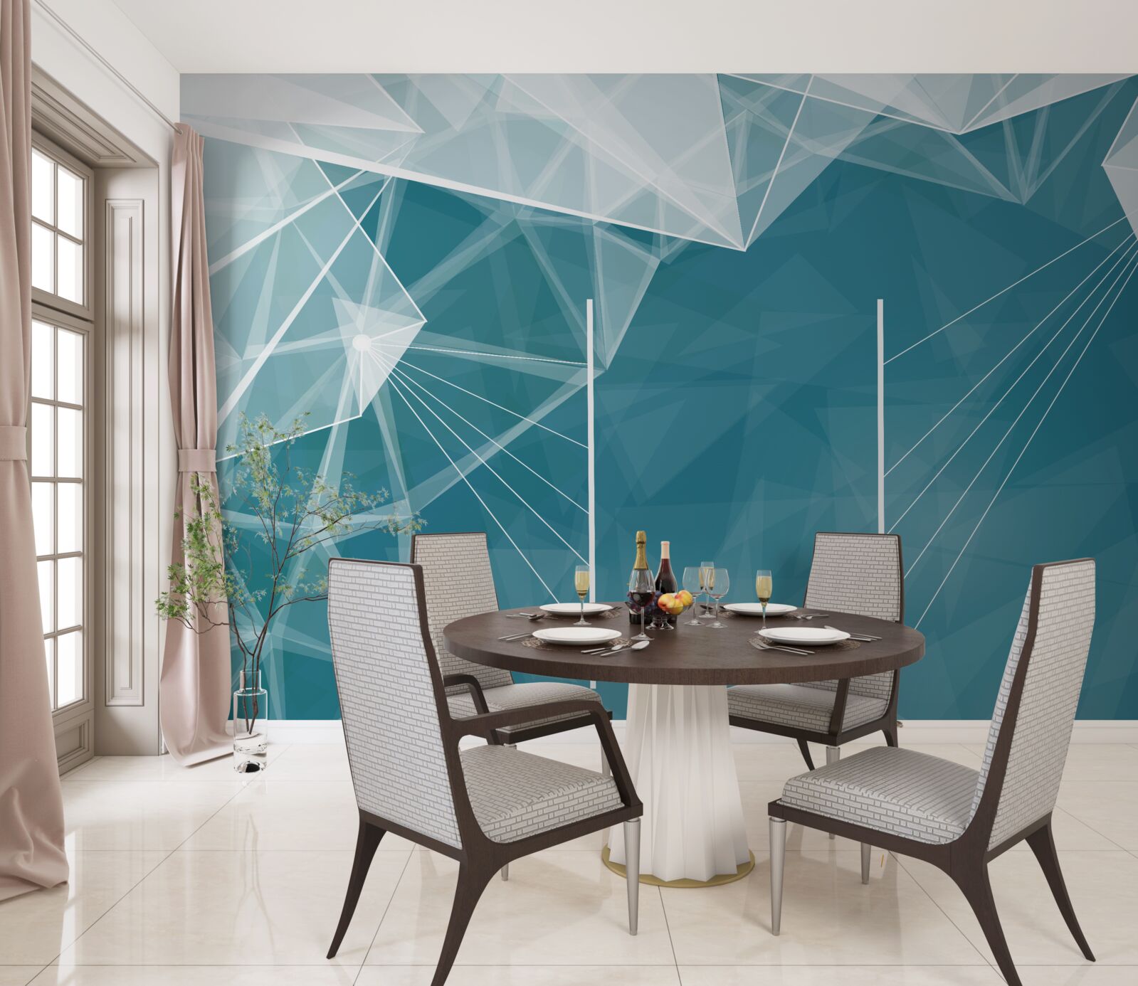 Fotobehang toppen van besneeuwde bergen