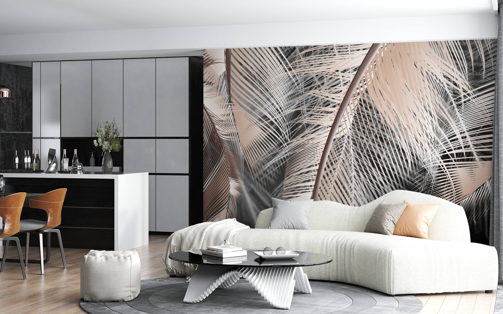 Fotobehang gedetailleerd veerbeeld