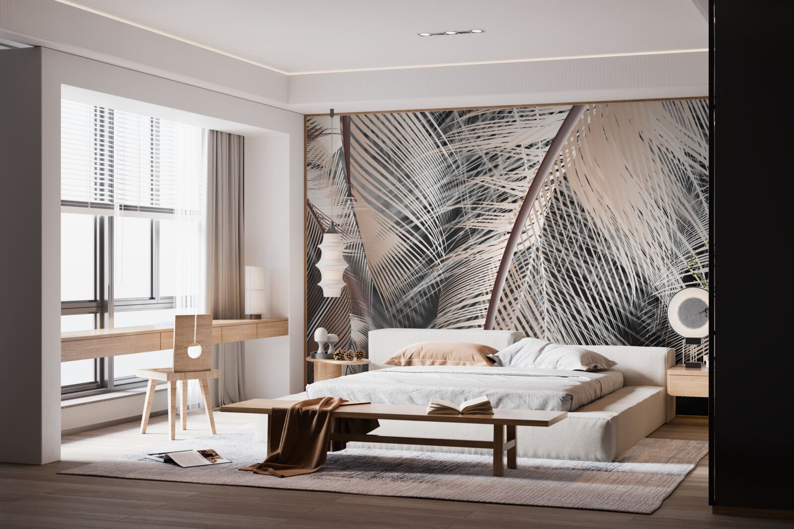 Fotobehang gedetailleerd veerbeeld