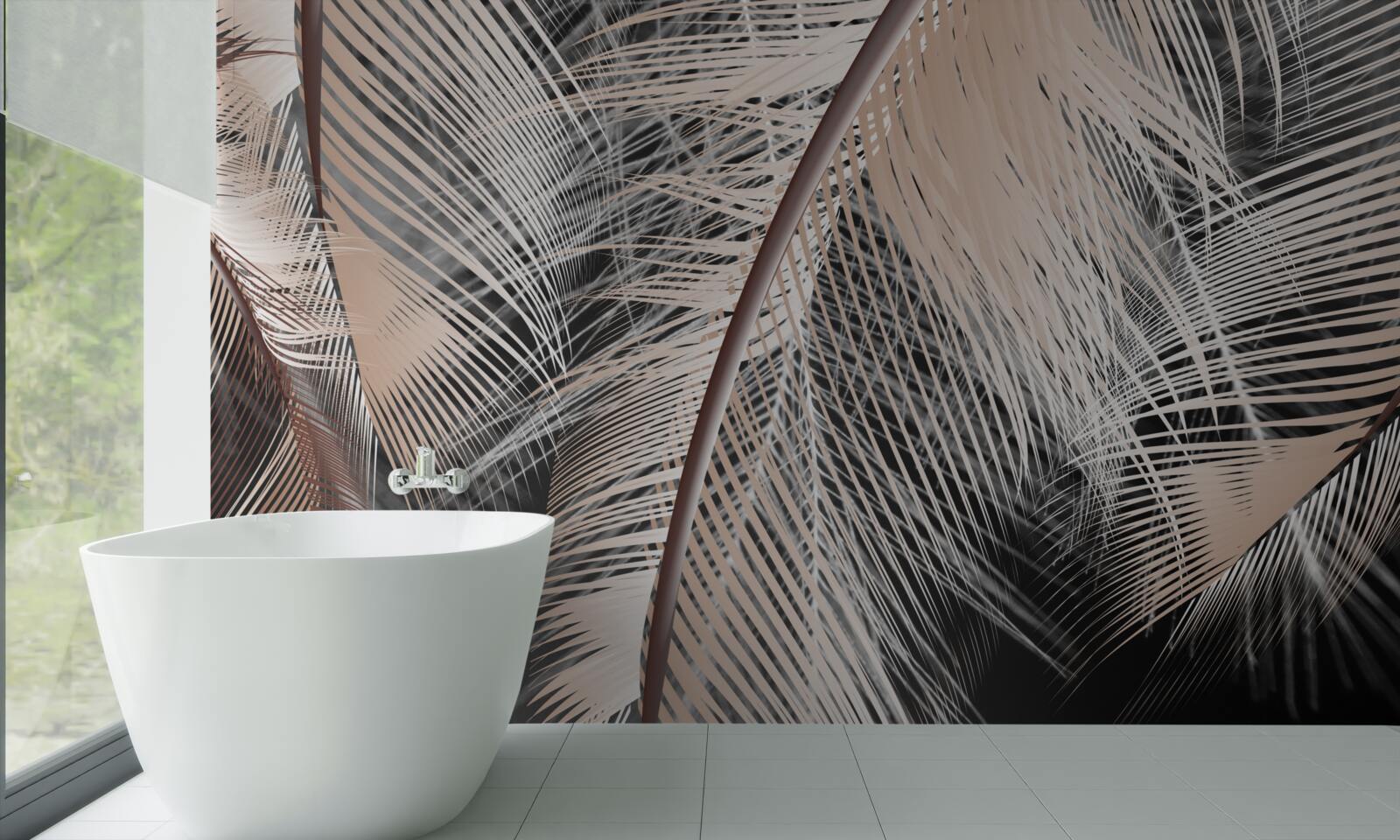 Fotobehang gedetailleerd veerbeeld