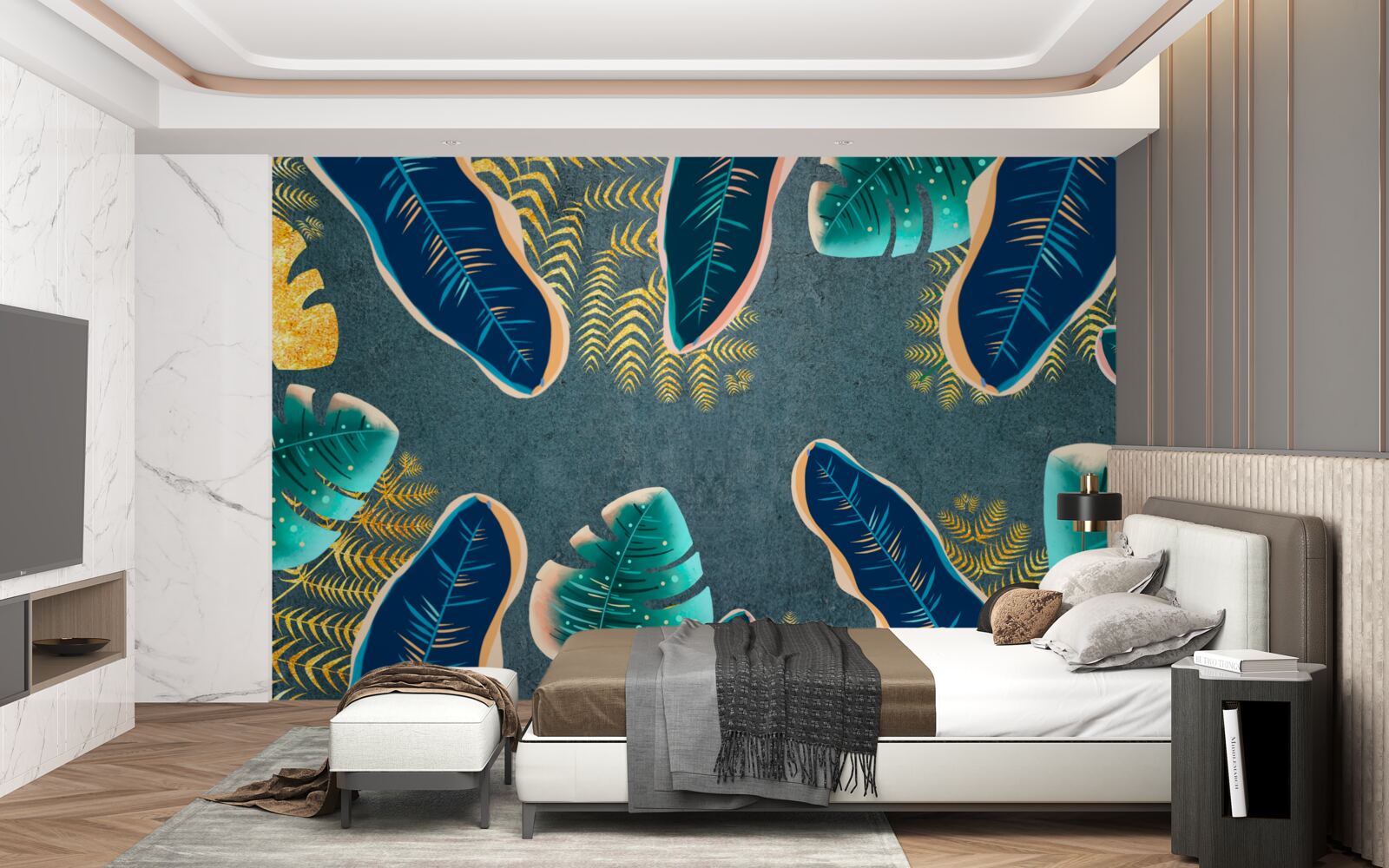 Fotobehang onconventioneel getekende donkere veren