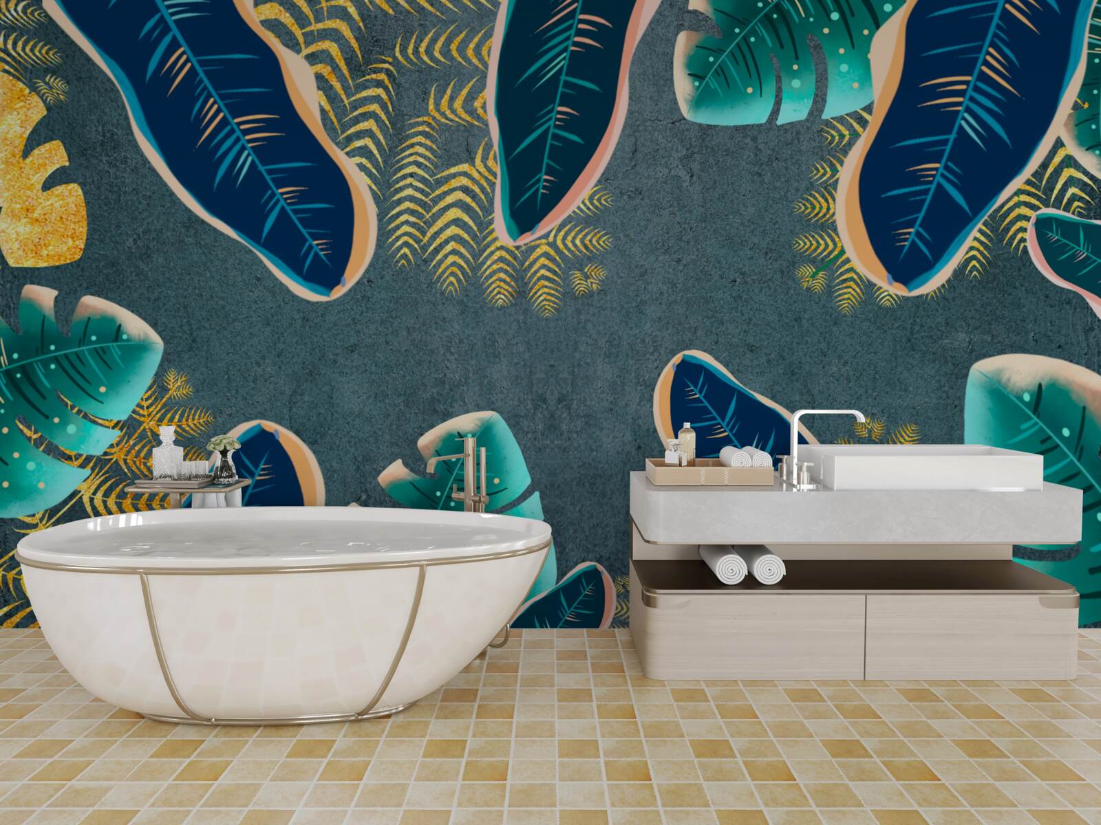 Fotobehang onconventioneel getekende donkere veren