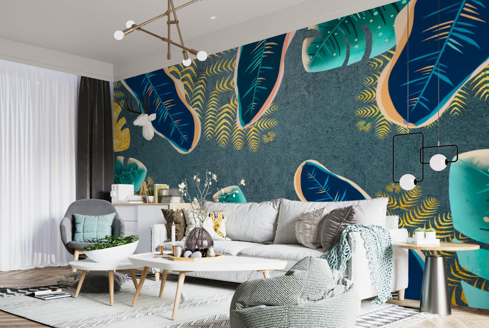 Fotobehang onconventioneel getekende donkere veren