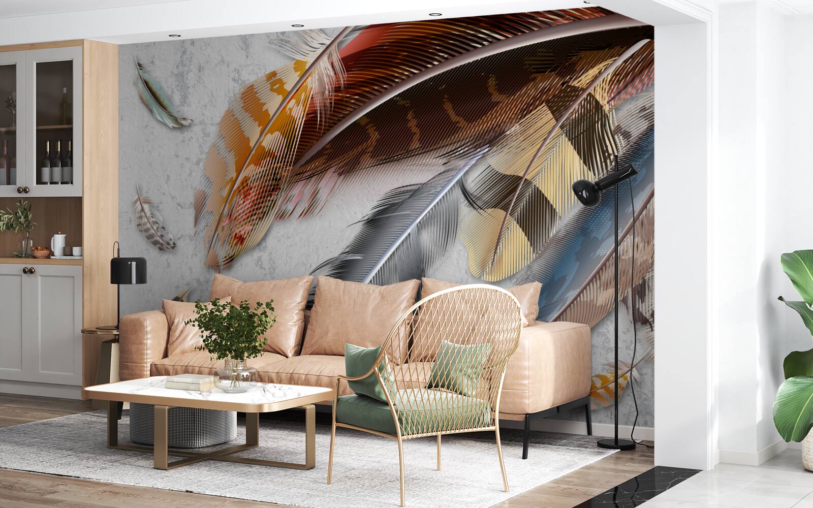 Fotobehang veren van verschillende vogelsoorten