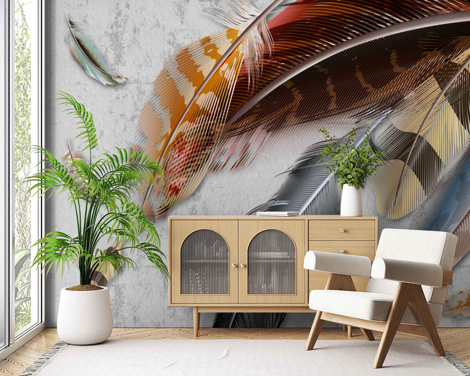 Fotobehang veren van verschillende vogelsoorten